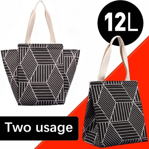 Insulated Lunch Bag for Women & Adults, 9L Foldable Wide-Open Cooler Bag with Po - Picture 7 of 7